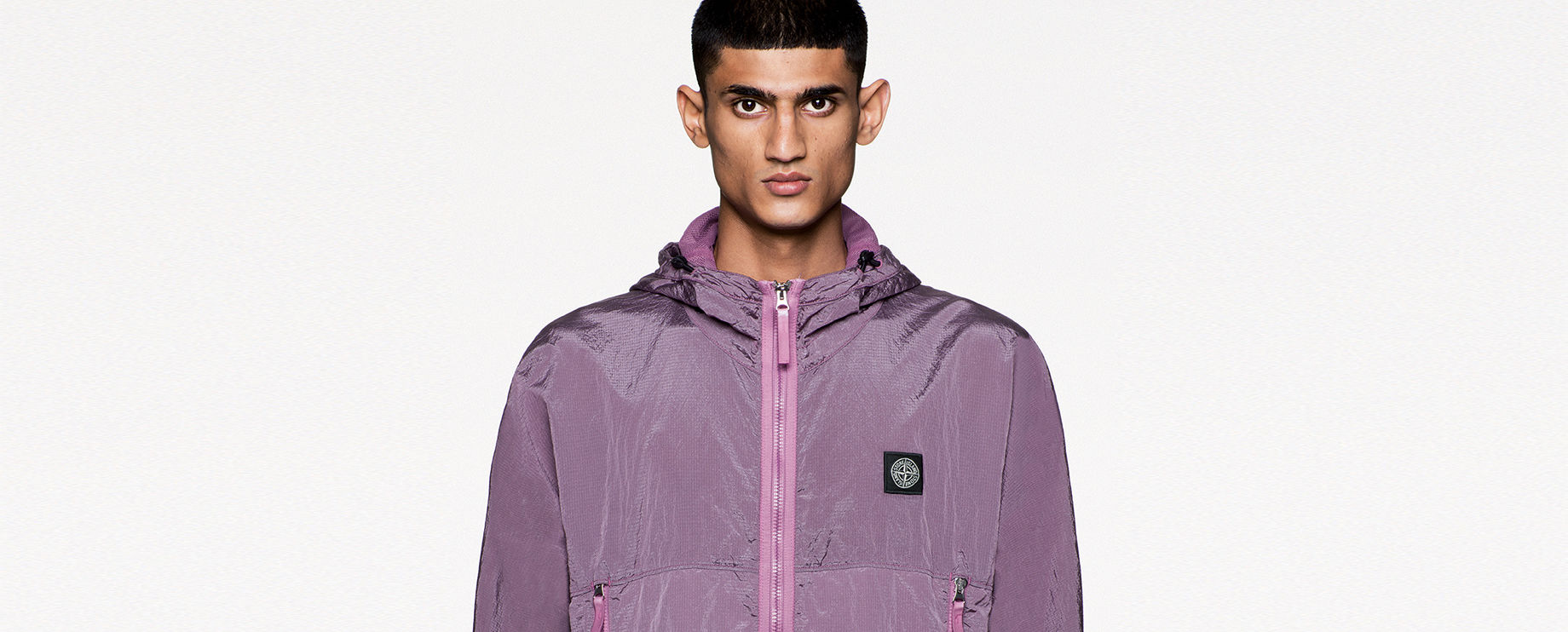 purple nylon stone island jacket