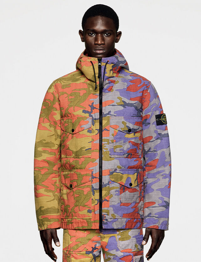 camo stone island coat